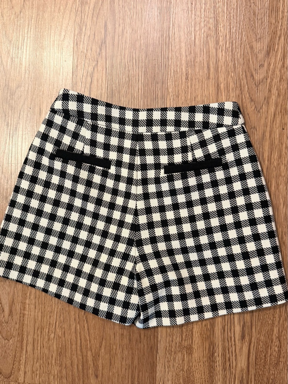 Maude Club Bianca Wool Gingham Shorts Cream/Black Size S NWT - Picture 6 of 8